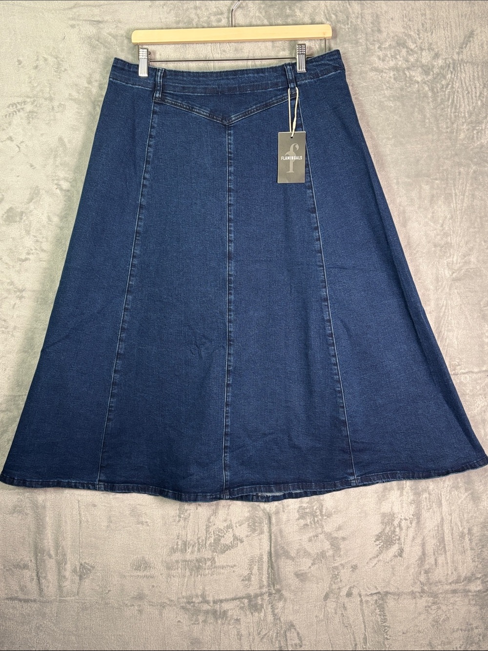 NWT New Flamingals Long Dark Wash Denim Skirt Size 2XL